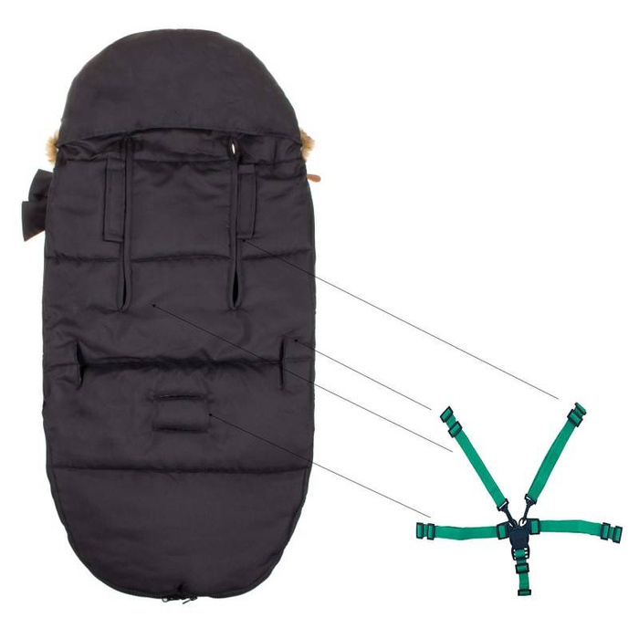 SB0003 Śpiworek Dziecięcy z Futerkiem Czarny