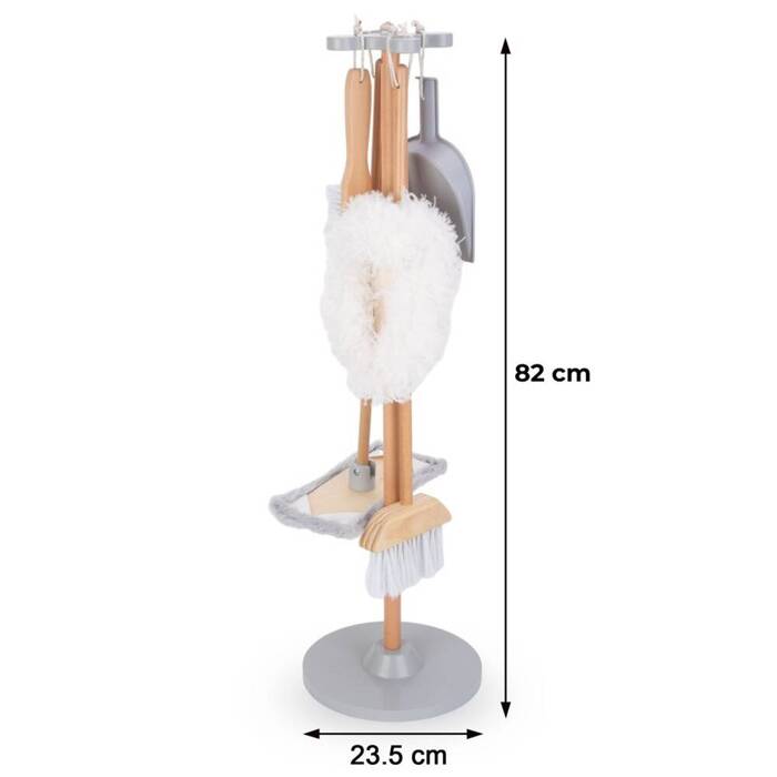 Drewniany zestaw do sprzątania mop miotła zmiotka do kurzu Mamabrum