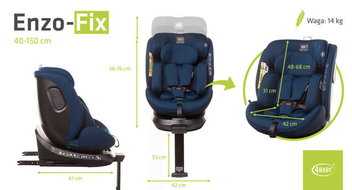 Fotelik samochodowy 4Baby Enzo-Fix (40-150 cm) navy blue