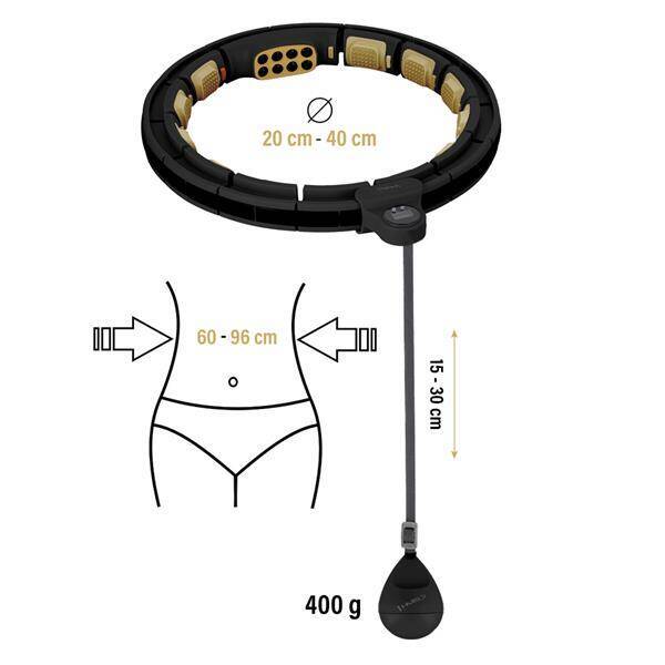 HHM13 NEW HULA HOP BLACK/GOLD Z MAGNESAMI I OBCIĄŻNIKIEM + LICZNIK HMS