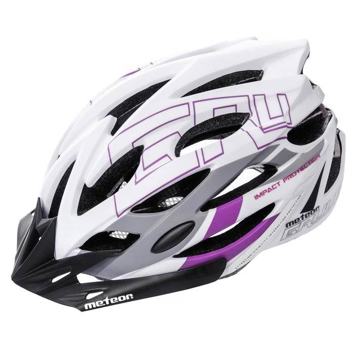 Kask rowerowy Meteor Gruver L 58-61 cm biały/szary/bakłażanowy