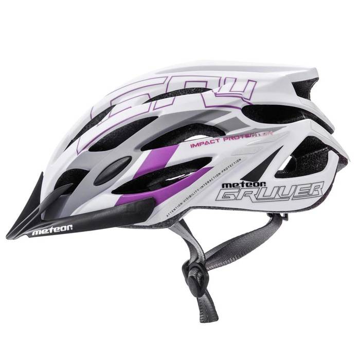 Kask rowerowy Meteor Gruver L 58-61 cm biały/szary/bakłażanowy