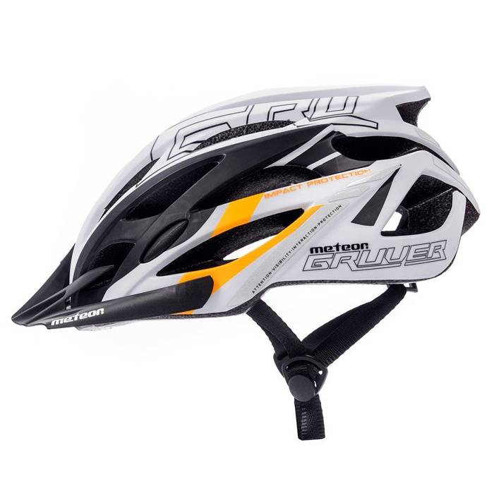 Kask rowerowy Meteor Gruver L 58-61 cm czarny/biały/pomarańczowy