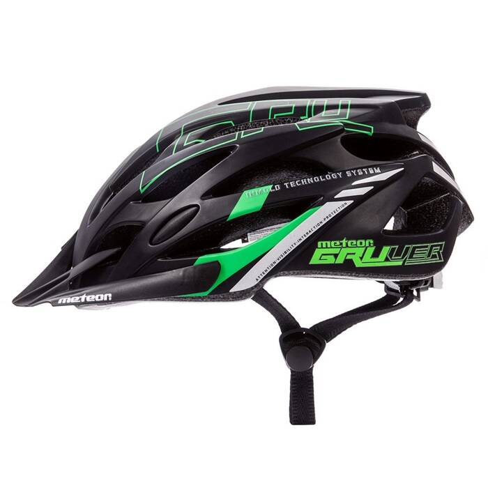 Kask rowerowy Meteor Gruver L 58-61 cm czarny/zielony