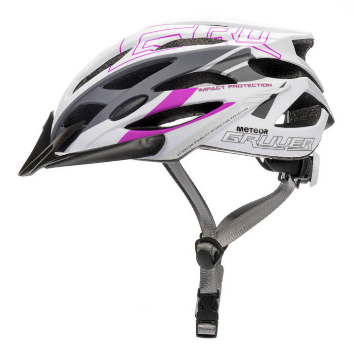 Kask rowerowy Meteor Gruver M 55-58 cm biały/szary/różowy