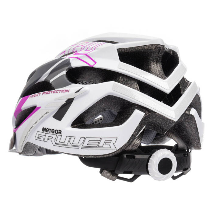 Kask rowerowy Meteor Gruver M 55-58 cm biały/szary/różowy