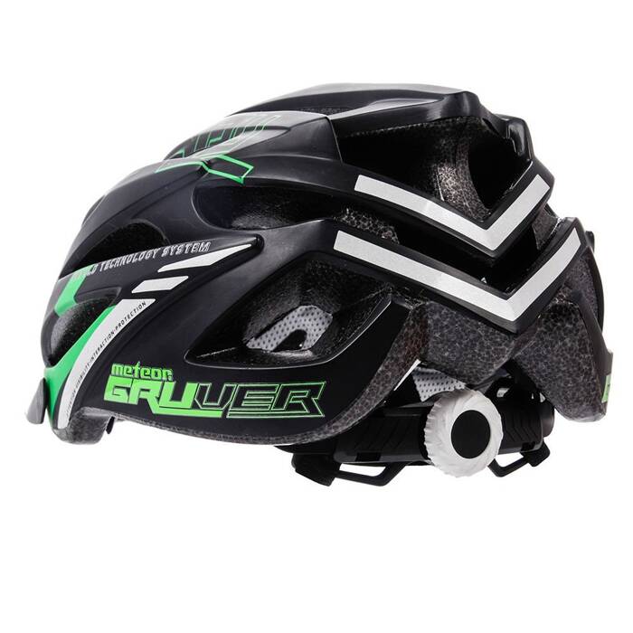 Kask rowerowy Meteor Gruver M 55-58 cm czarny/zielony