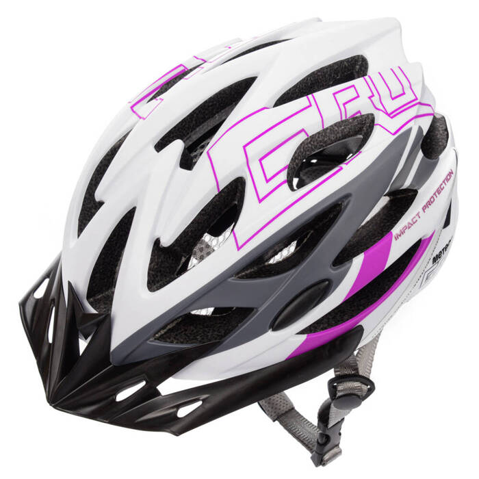 Kask rowerowy Meteor Gruver S 52-56 cm biały/szary/różowy