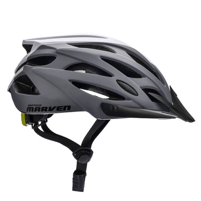 Kask rowerowy Meteor Marven L 58-61 cm szary/biały/limonkowy