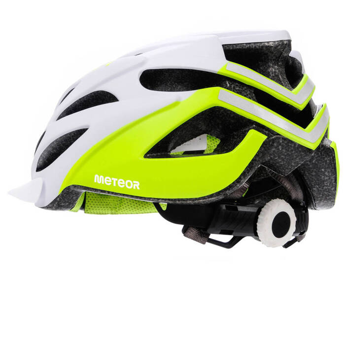 Kask rowerowy Meteor Marven S 52-56 cm biały/neonowy zielony