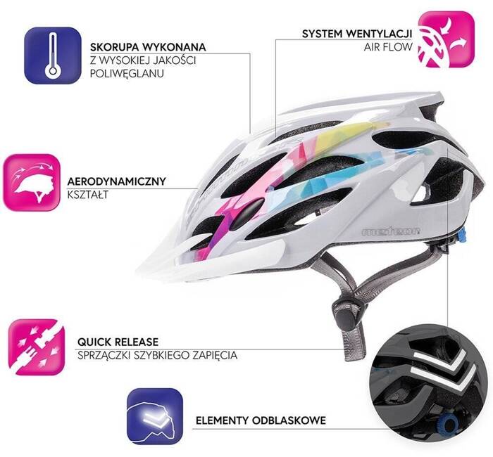 Kask rowerowy Meteor Shimmer M 55-58 cm biały