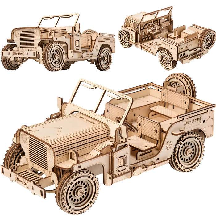 Little Story Drewniane Puzzle Model 3D - Pojazd Wojskowy Jeep