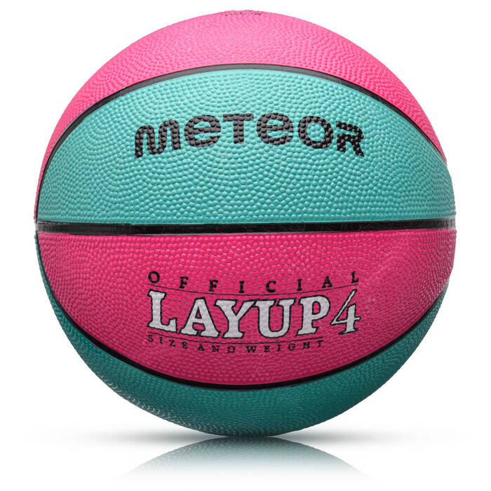 PIŁKA KOSZOWA METEOR LAYUP #4 różowa/niebieska