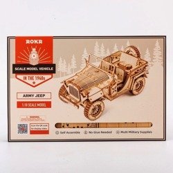 ROBOTIME Drewniany Model Puzzle 3D Jeep Wojskowy