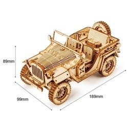 ROBOTIME Drewniany Model Puzzle 3D Jeep Wojskowy