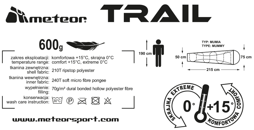 ŚPIWÓR METEOR TRAIL szary/niebieski