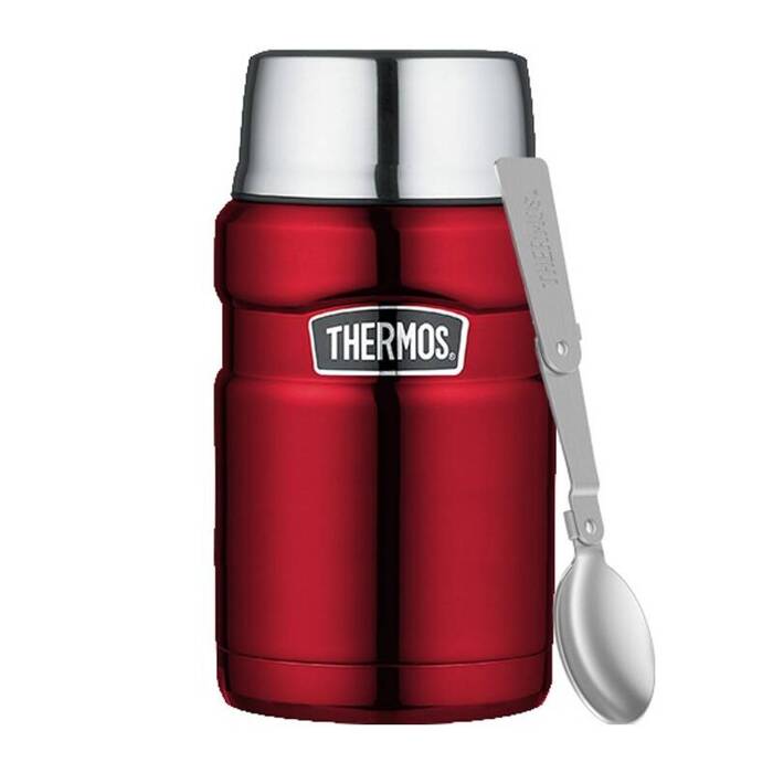 Termos na jedzenie z składaną łyżką i kubkiem 710 ml THERMOS - czerwony