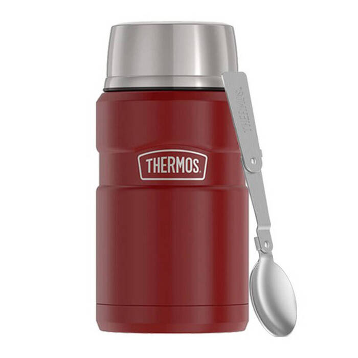 Termos na jedzenie z składaną łyżką i kubkiem 710 ml THERMOS - rustic red