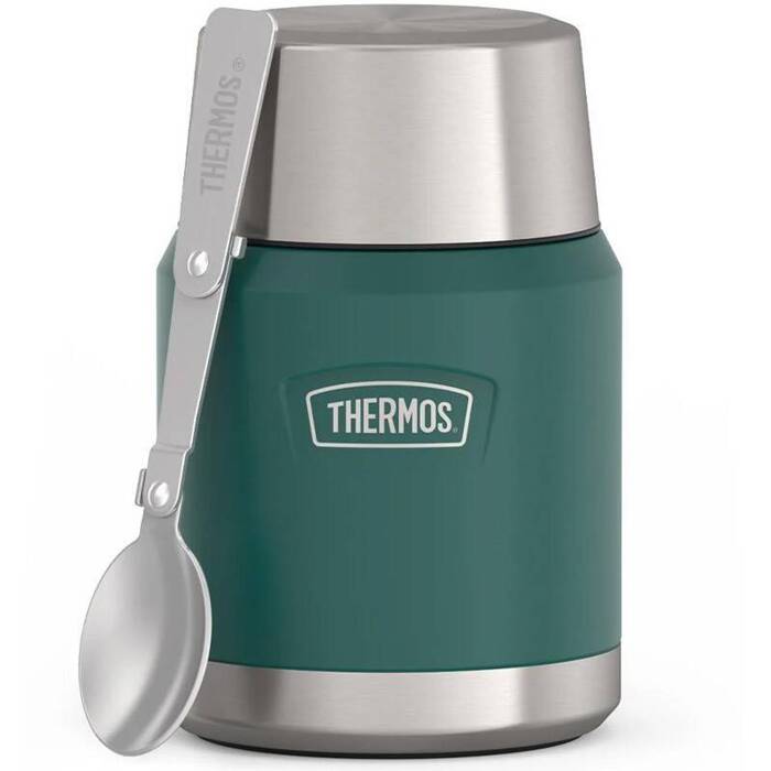 Termos na jedzenie z składaną łyżką i kubkiem Thermos Icon 470 ml - zielony