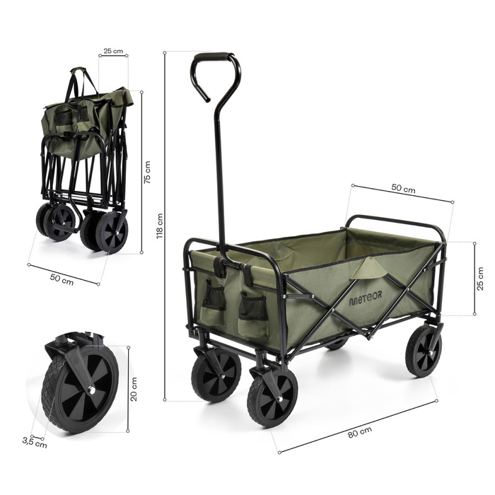 Wózek transportowy składany Meteor X-200 ciemnozielony