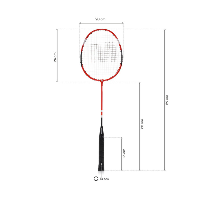 Zestaw do badmintona Meteor 2 rakietki aluminiowe 6 lotek czerwony